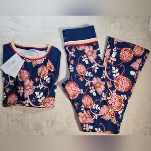 Johnny Was Bee Active Navy and Pink Floral Set